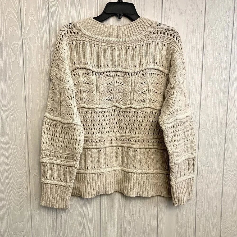 Club Monaco Mixed Pointelle Sweater Oatmeal Beige Cream Size XL NWT - Picture 9 of 9